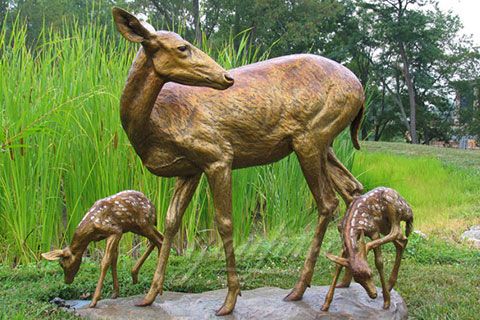Antique Customized Antique Deer Bronze Animal Sculpture For Sale