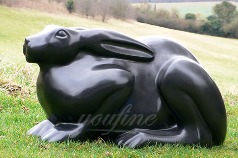 Small Outdoor Life size metal bronze animal rabbit statue on sale