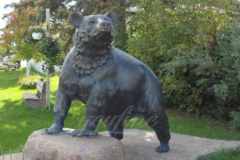 Life size black casting bronze bear statue for garden decor
