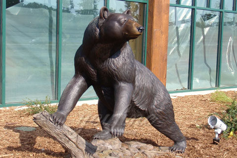 life size metal bronze animal sculpture standing bear for garden