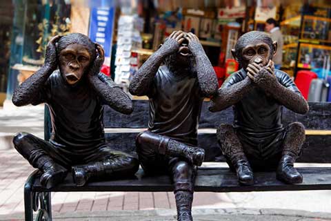 Animal Outdoor Sculptures Three Bronze Monkeys Statues for Garden Decor