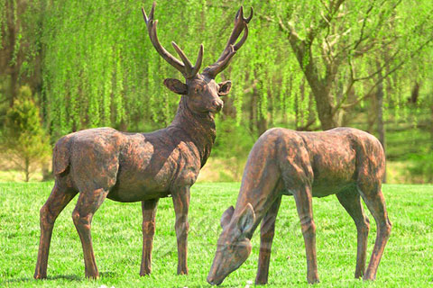 Antique Outdoor animal sculpture bronze elk statue for garden decor