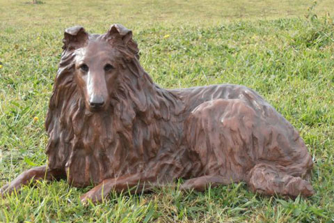 Bronze animal sculpture metal dog statues for garden decor