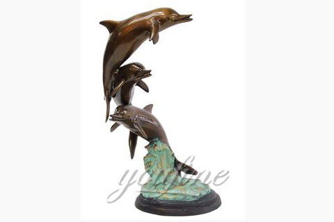 Home Decorative Double Bronze Dolphins Statue for sale