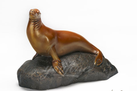 Home decor metal Bronze Animal seal statues for garden