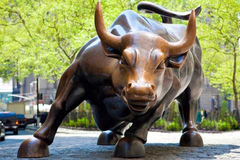 Full Size Charging bull Bronze Wall Street Bull Sculptures for Sale