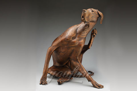 Indoor custom bronze large dog statue for home decor