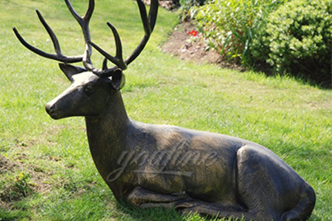 Full size Art Deer statue antique Bronze Animal Sculpture for garden decor