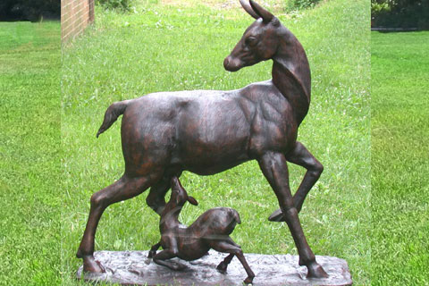 Full size Garden bronze animal sculpture deer statues for sale