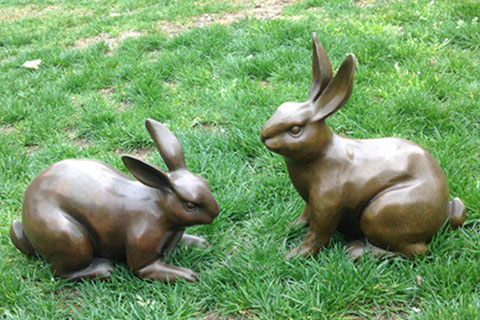 Full size metal rabbit sculpture bronze statue for sale