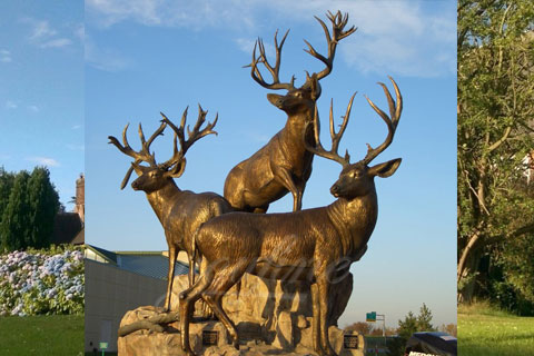 Life size outdoor bronze animal sculpture elk statues for sale
