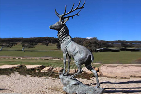 Outdoor full Size Modern Statue Art Deer Bronze Animal Sculpture for Sale