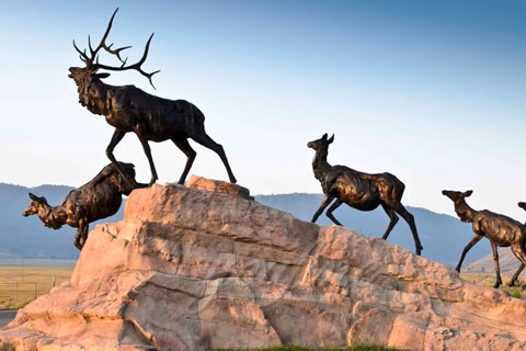 Outdoor antique bronze Deer statue Animal Sculpture for decor
