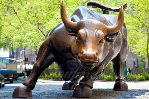 Outdoor brave wall street bull statue bronze animal sculptures for sale