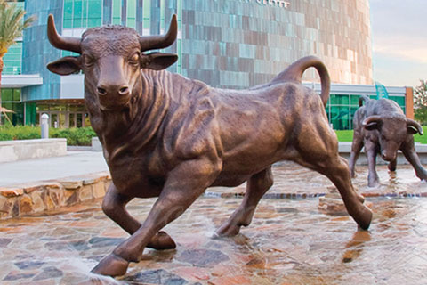 Outdoor bronze animal sculptures bull statue for garden decor