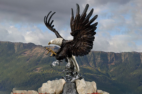 Bronze Bald Eagle Statue Outdoor Ornament BOK-37