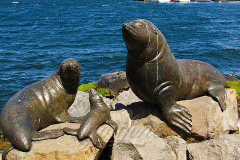 Best quality city garden decoration bronze animal seal sculpture for outdoor