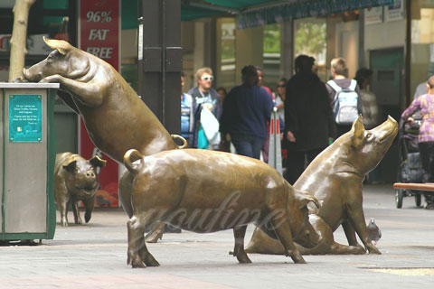 Bronze large animal statue sitting pig bronze sculptures for sale