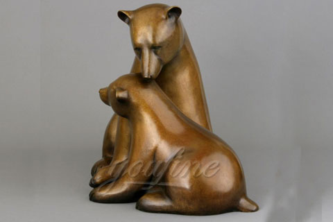 Bronze large animals statue bronze bear statues with babies for garden