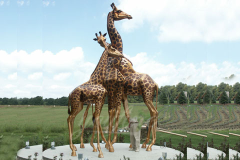 Garden Decorative full size bronze animal statue of Giraffe for sale