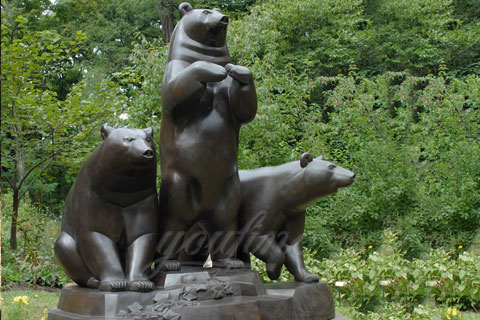 High quality bronze bear sculpture - bear mother & baby bronze animal sculpture