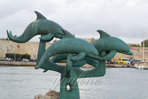 Lovely Dolphin Cast Bronze Animal Statues for garden