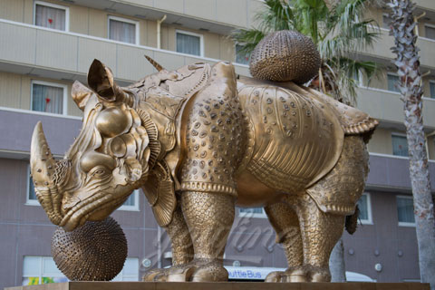 Design bronze animal statue of rhinoceros for garden
