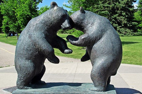 Outdoor life size garden decor bronze animal bear statues for sale