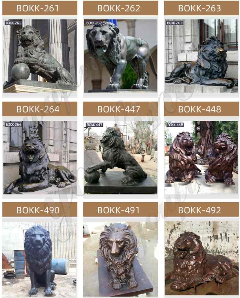 Lying bronze lion statue life-size animal sculptures for outside