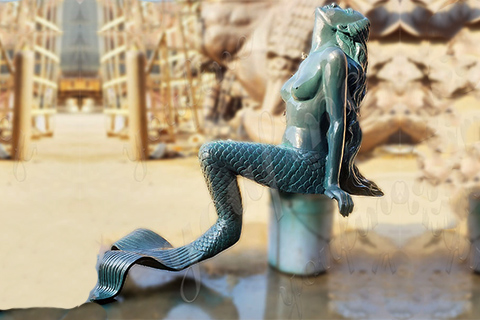 Outdoor Sitting Casting Bronze Mermaid Garden Sculpture Design for Sale BOKK-761