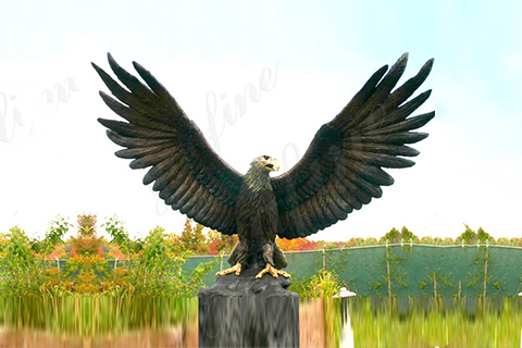 Large Size Decorative Bronze Eagle in Flight Sculpture for Garden Supplier BOKK-682
