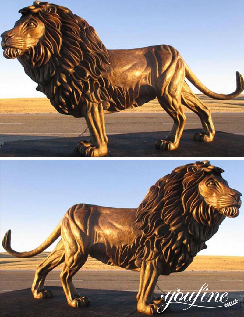 Customized Life Size Bronze Stainding Lion Sculpture
