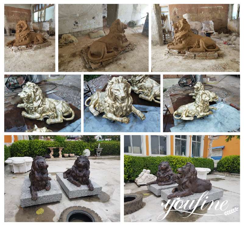 outdoor bronze lion statue staute for sale