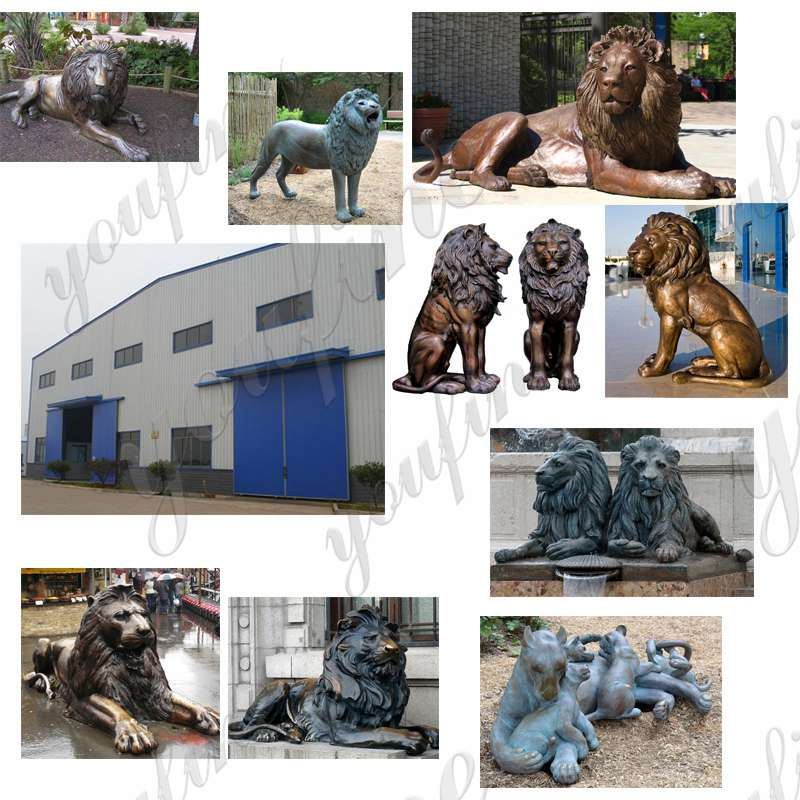 Life Size Bronze Lion Statues Outdoor Garden