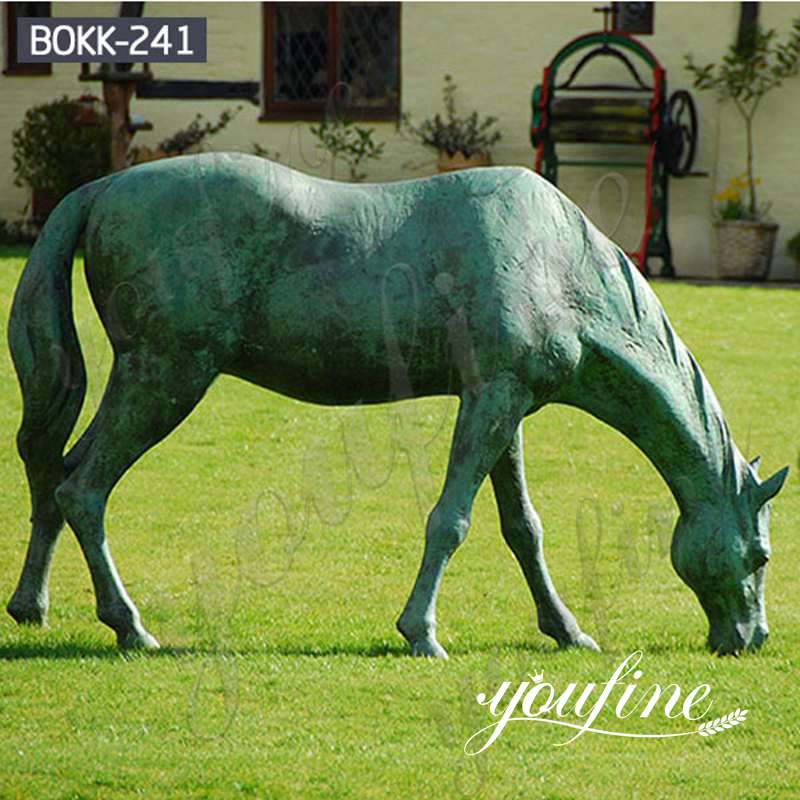 life size bronze grazing horse statue BOKK-241