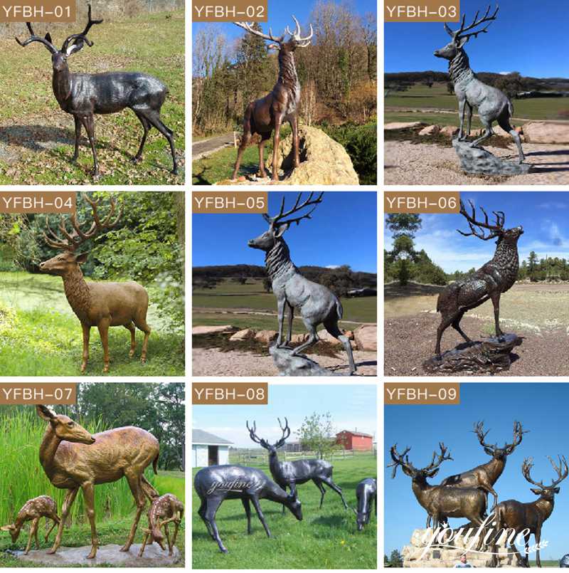 Life Size Two Bronze Stag Statues Garden Ornament