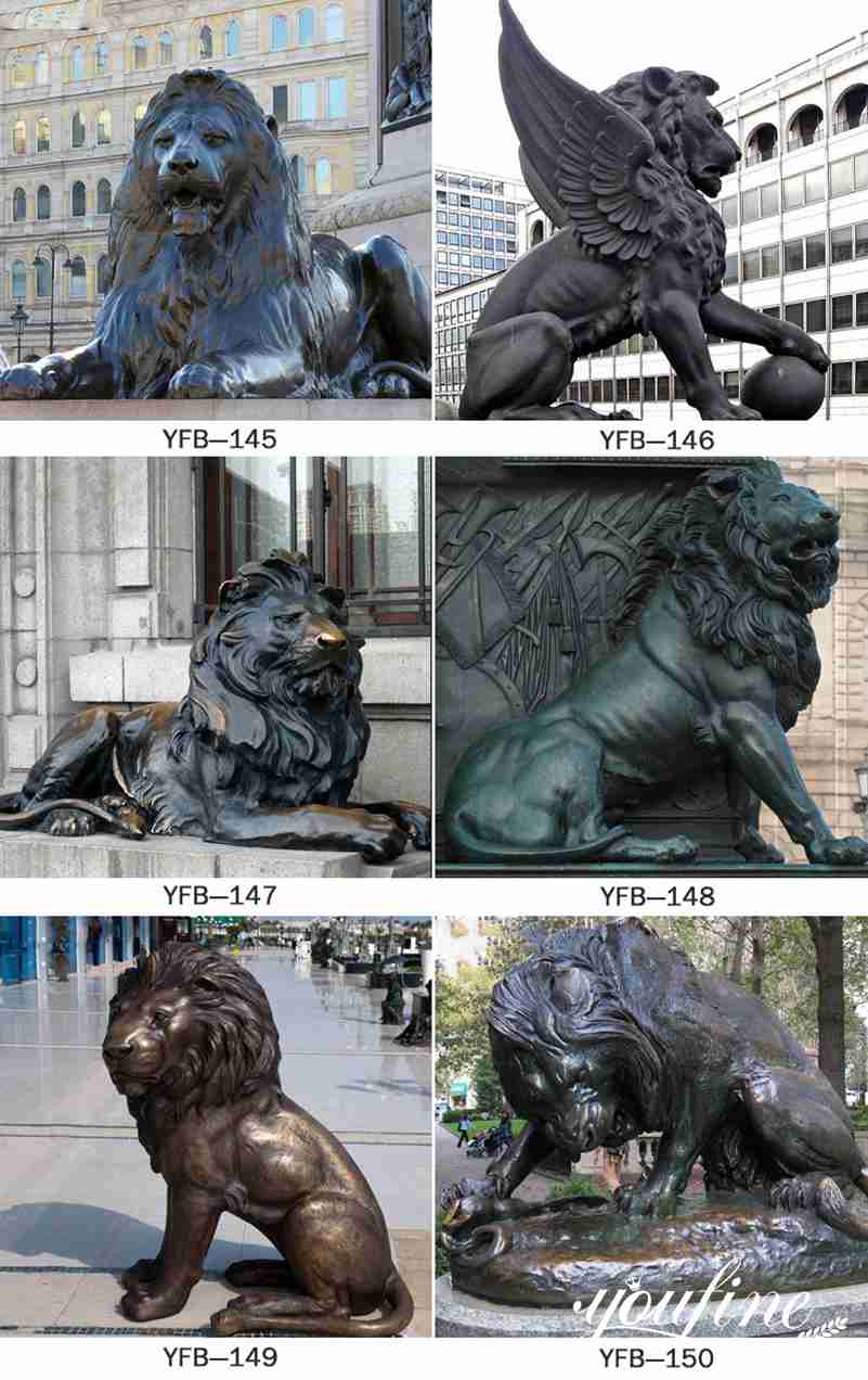 Outdoor Large Bronze Winged Lion Statue Zoo Decor