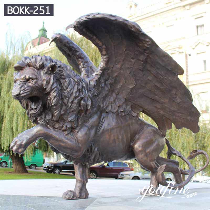 Outdoor Large Bronze Winged Lion Statue Zoo Decor for Sale