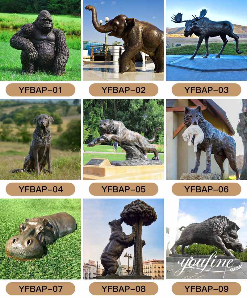 cast animal bronze wild bear statue