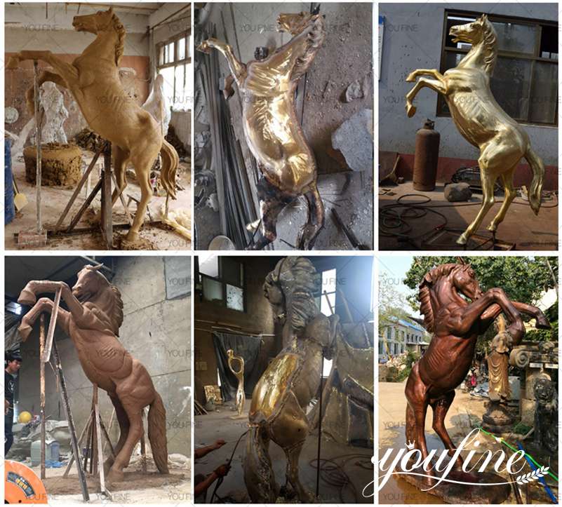 Life Size Bronze Jumping Horse Statue Outdoor Racecourse