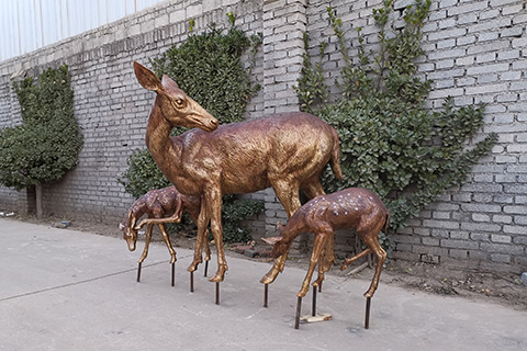 Life Size Bronze Doe and Fawn Statues for Garden Decor for Sale BOKK-997