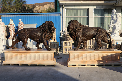 Large Antique Bronze Lion Statues Gates Decor for Sale BOKK-944