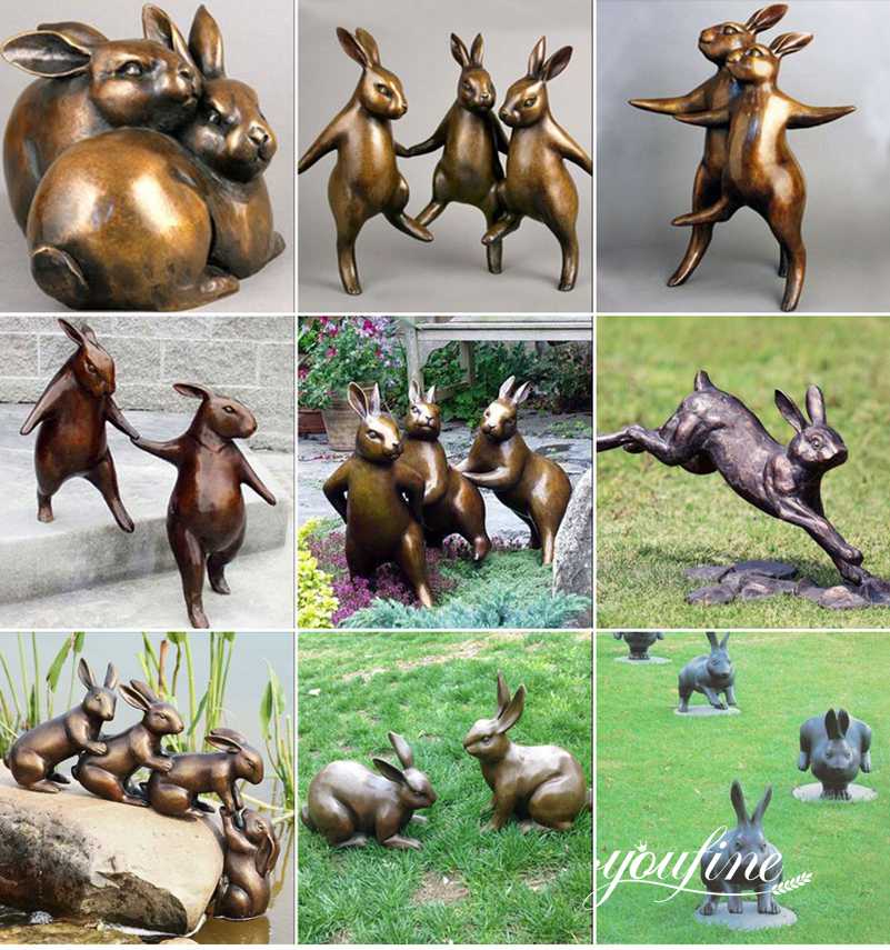 Bronze rabbit Sculpture Square Decor for Sale