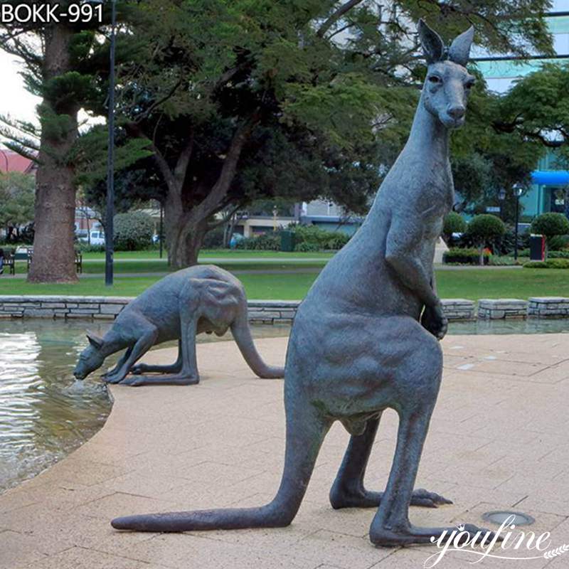 Life Size Bronze Kangaroo Sculpture Outdoor Decor for Sale BOKK-991