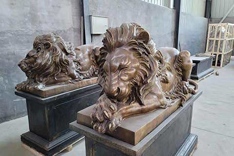 Life Size Bronze Lion Statue Outdoor Decor Factory Supply BOK1-056
