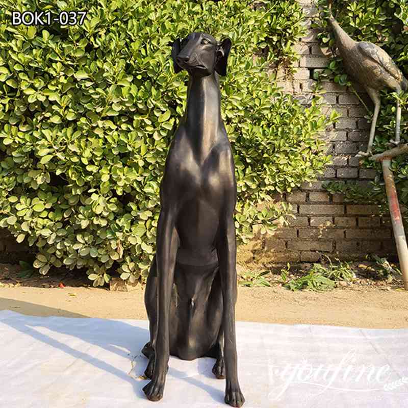 Black Bronze Whippet Statue Outdoor Garden Decor Factory Supply BOK1-037 (1)