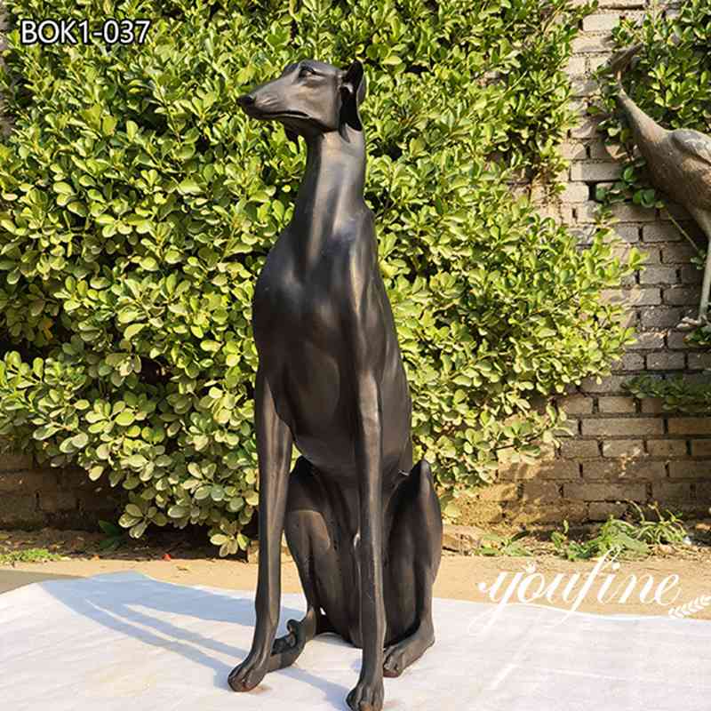 Black Bronze Whippet Statue Outdoor Garden Decor Factory Supply BOK1-037 (2)