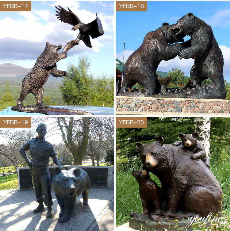 Outdoor Life-size Antique Bronze Bear Statue for Garden Factory Supplier