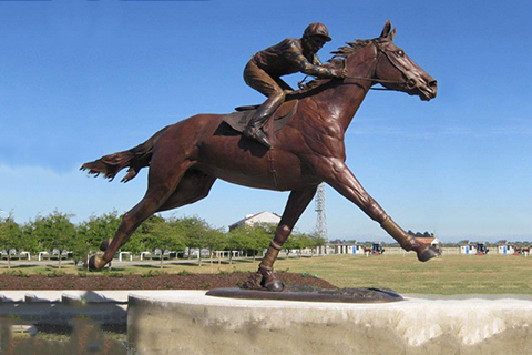 bronze racing horse with jocky statue design for sale