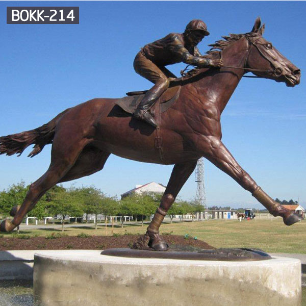 bronze racing horse with jocky statue design for sale